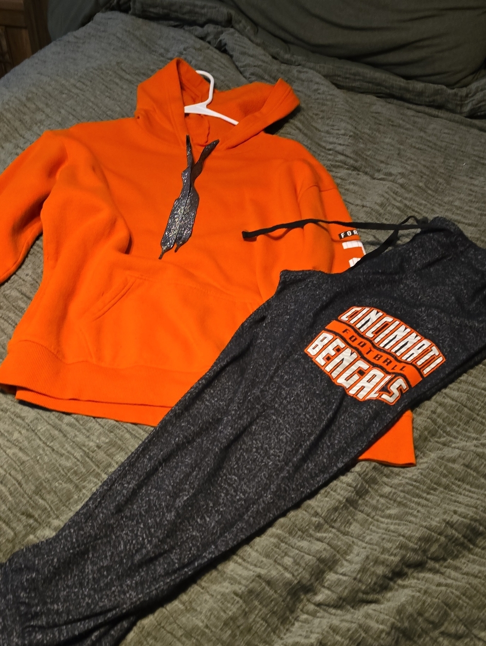 Women’s Orange Pullover Hoodie with Black Drawstrings - Team Style Joggers New